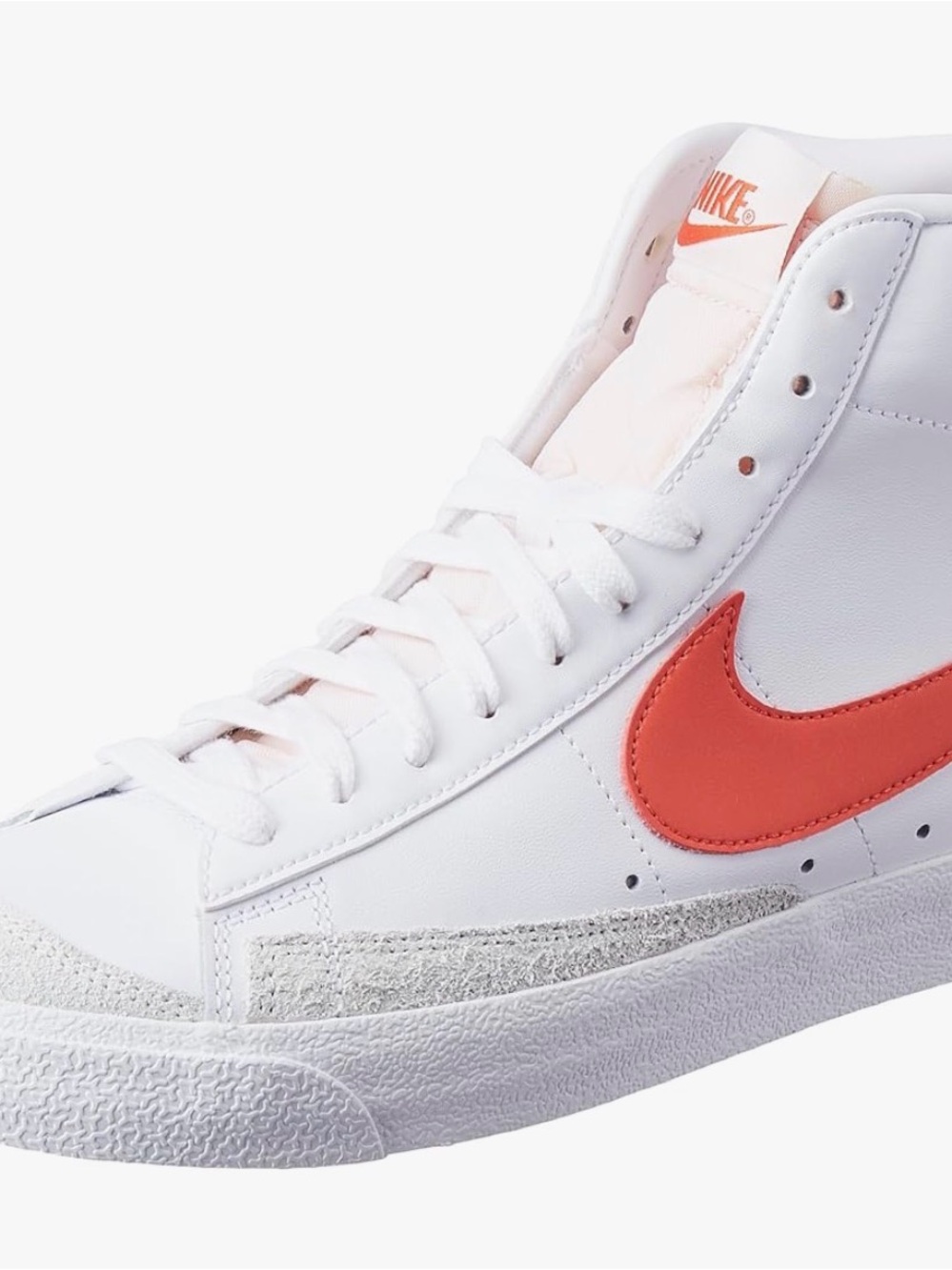 Nike Youth White High-Top Sneakers with Coral Swoosh